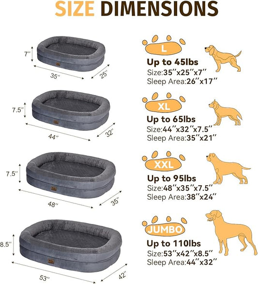 Orthopedic Dog Bed for Medium Dogs, Waterproof Dog Bed with Removable Bolsters, Egg Crate Foam Pet Couch for Medium Size Dog with Machine Washable Cover & Non-Slip Bottom, Dark Grey
