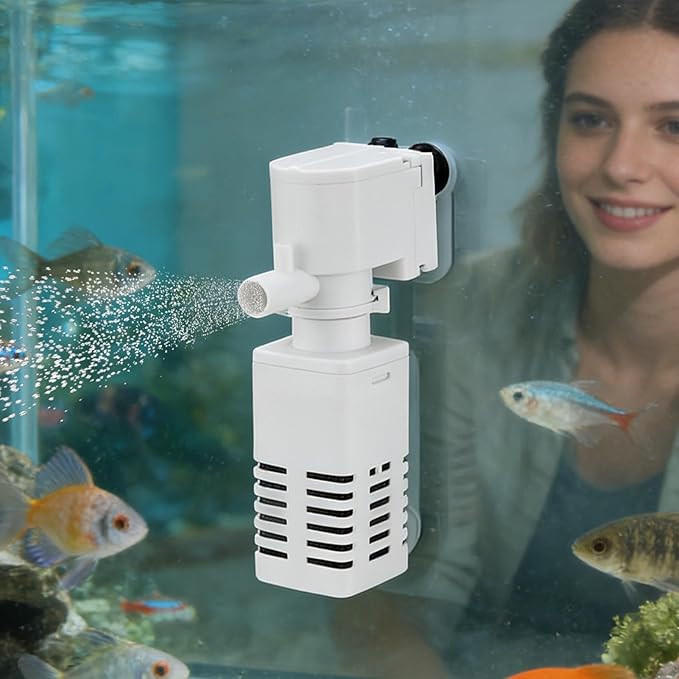 Aquarium Pump Filter, Submersible Water Cleaner, Oxygen Circulation System, Adjustable Flow Motor Device, Silent Tank Purifier Unit, Betta Turtle Shrimp Freshwater Home Use Kit