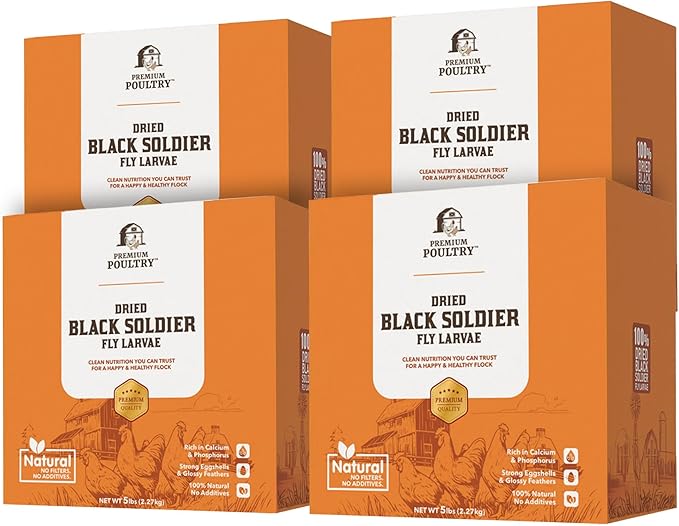 Black Soldier Fly Larvae for Chickens – High Calcium Chicken Treats for Strong Eggshells & Egg Production – Dried BSFL Grubs Poultry Feed for Ducks, Wild Birds & Backyard Flocks, 20lb