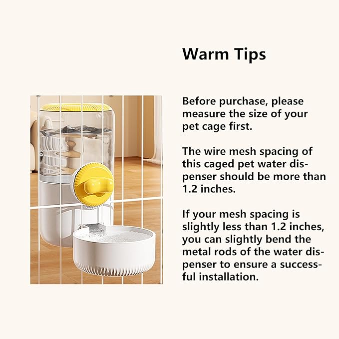 GPY Automatic Hanging Gravity Siphon Water Dispenser, 30oz Large Capacity Rabbit Water Bottle Guinea Pig Bunny Water Dispensers Small Animal Water Bottle（Water Dispenser only, Yellow