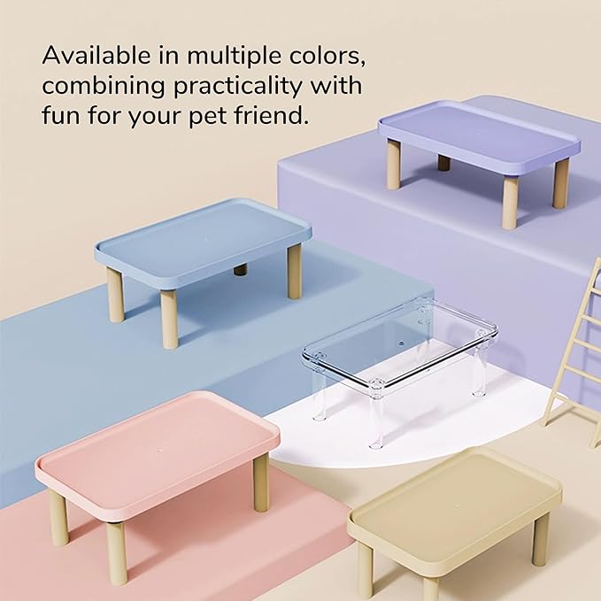 Hamster Platform - Cage Accessories and Play Decor for Dwarf Syrian Hamsters, Gerbils, Mice, Degus, and Other Small Pets (W9.8×L5.9×H3.5-6.1'',Transparent)