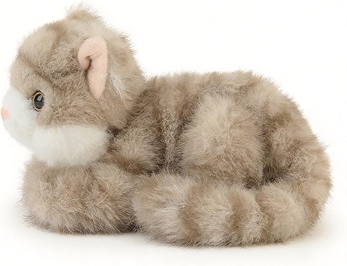 Cute Grey Cat Stuffed Animal Plush Toy - Weighted & Soft, Cute Small Plushie Gift for Kids, Girls, Boys, Adults. 8 inches