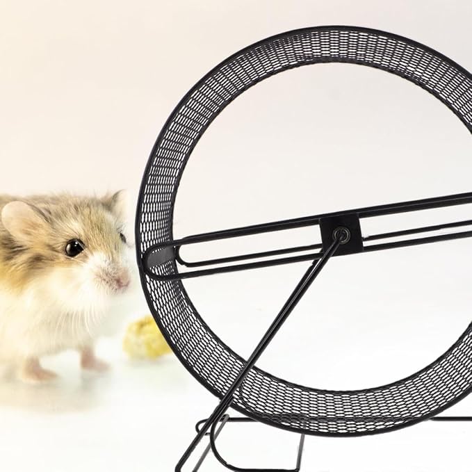 Mikikit Silent Hamster Running Wheel with Rack 11.02X10.23X5.90In Small Animal Exercise Toy for Hedgehogs Squirrels and Guinea Pigs Indoor Fitness