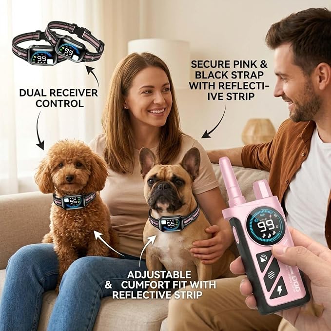 Dog Shock Collar with Remote Control, Shock Collar for Dogs, 2-in-1 Upgraded 3300FT Super Long Range Rechargeable Dog Shock Collar, 4 Safe Modes, IPX7 Waterproof Receiver