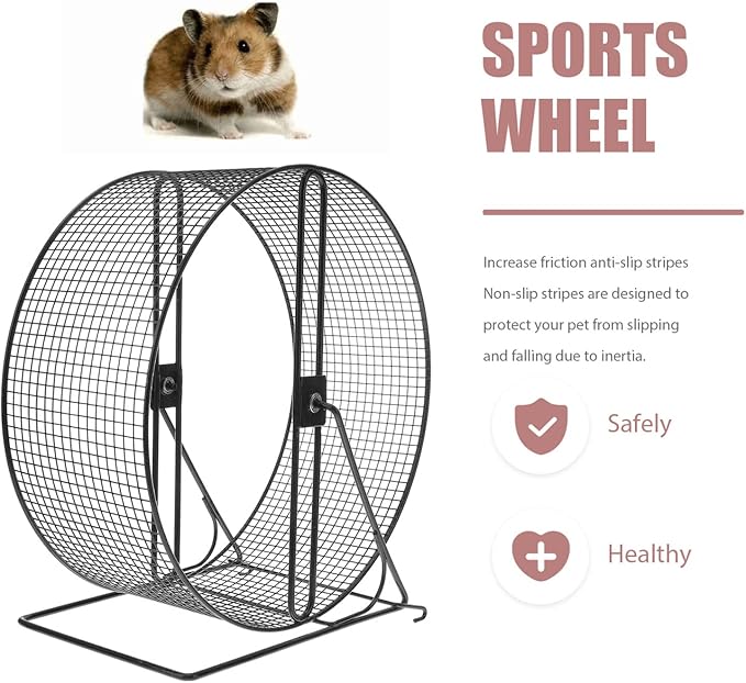 UKCOCO Hamster Exercise Wheel- Metal Hamster Wheel Running, Wire Mesh Gerbil Toy with Bracket, Silent Jogging for s Squirrel