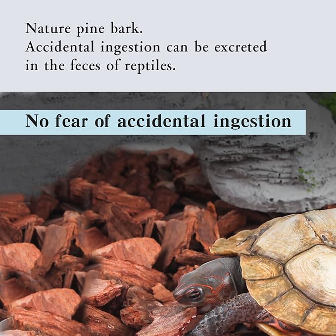 Tfwadmx Reptile Bark Bedding 31.6oz Tortoise Bedding for Habitat Bearded Dragon Substrate Reusable Pine Chips Substrate for Geckos, Lizards, Turtles Snakes, Hermit Crabs