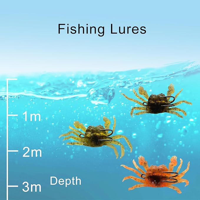 Saltwater Fishing Lures with Sharp Hooks, 3 Colors Crab Bait Soft Swimbait Stuff, Fish Bites Saltwater Bait