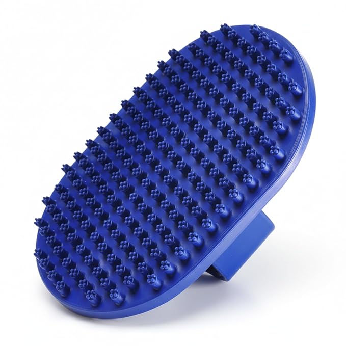 Pets&Goods Rubber Grooming Brush for Dogs & Cats - Gentle Deshedding Bath Brush for Short & Medium Hair - Soft Bristles, Anti-Slip Grip, Easy to Clean