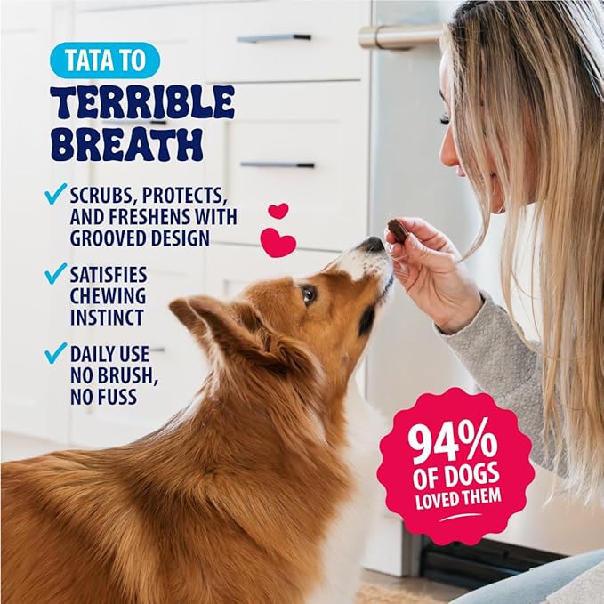 Dental Fresh Dental Treats for Large Dogs, Vet-Formulated Teeth Cleaning Dental Sticks to Help Reduce Plaque and Tartar and Freshen Breath, 15 Count Brush Free Dental Chews for Dogs 50 lbs and Up