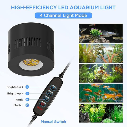 Lominie 80W LED Aquarium Light with Dimmer Remote, Full Spectrum Planted Tank Light for Freshwater Aquarium, Clip-On Fish Tank Lamp with 360° Gooseneck for 10-20 Gallon Refugium Cube Tank