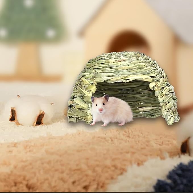 Hideaway Hut Toy Comfortable Playhouse Comfortable Baby Rabbit Hideaway Hut Rabbit Straw Nest for Ferret Small Animals Bunny, 21cmx14cm