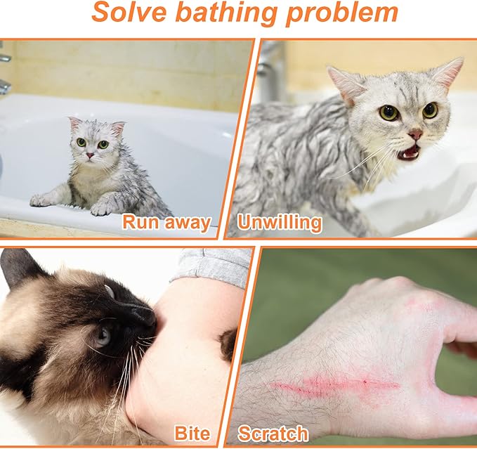 Cat Bathing Bag, Catcan Anti Scratch Cat Washing Bag Breathable Mesh Adjustable Grooming Shower Bags for Nail Trimming