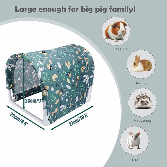 Guinea Pig Hideout Tunnel, Washable Large Fleece Guinea Pigs Toys for Small Animal Habitat, Sturdy Anti-Chew Guinea Pig’s Hides for Bunny, Chinchilla (8.2×8.6 inch)