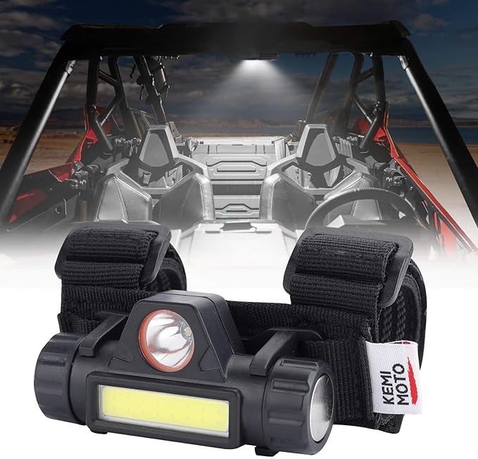 KEMIMOTO UTV Dome Light Roll Bar Cage Mount Rechargeable Interior Lights Compatible with Polaris RZR Can Am Talon Kawasaki Golf Cart Boat Off-Road-Work for 1.5 in-2.0 in Ironwork 1-Pack