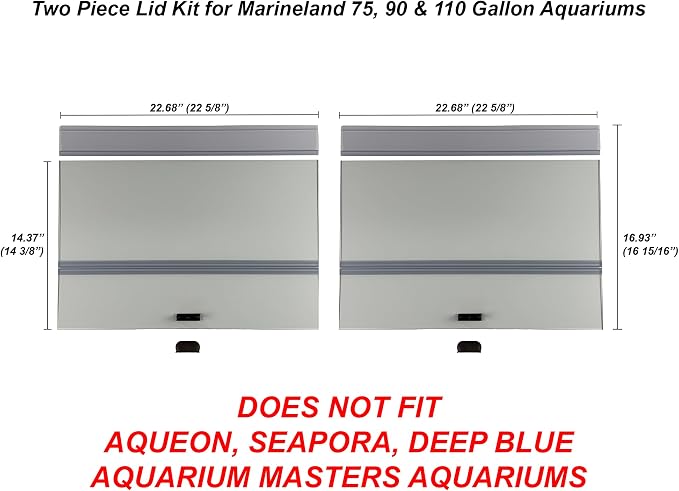 H2Pro Glass Canopy Aquarium Lid for Fresh & Saltwater Fish Tanks (M48GT for Marineland 75/90 / 110 Gallon Aquariums)