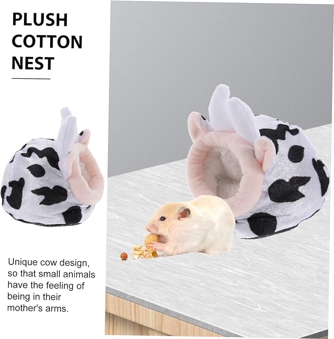 UKCOCO Plush Bunny Plush Cow Stuffed Hedgehog Guinea Pig Habitat Cow Hamster Hideout Rabbit Bed House Small Pet House Guinea Pig House Rat House Decor Warm Bed Cotton Nest Sleeping Nest