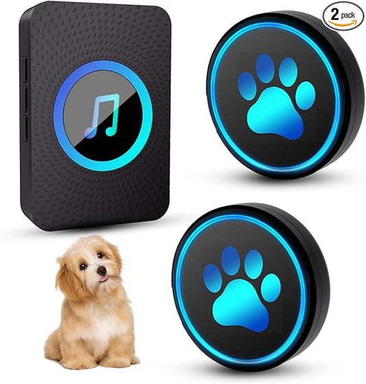 Dog Door Bell for Potty Training, Smart Wireless Doggie Doorbell to Go Outside, 1000 Feet Long Range with IP65 Waterproof Super-Light Touch Button, 60 Melodies & Adjustable Volume (Black)