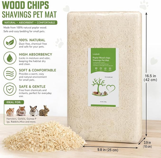 88oz Natural Aspen Wood Pet Bedding – Low Dust, Odor Control & Ultra Absorbent Shavings for Hamsters, Parrots, Guinea Pigs & Small Animals