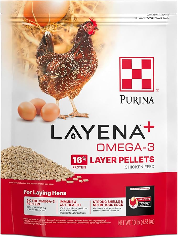 Purina® Layena®+ Omega-3 Chicken Feed Pellets, 10 Pound Bag