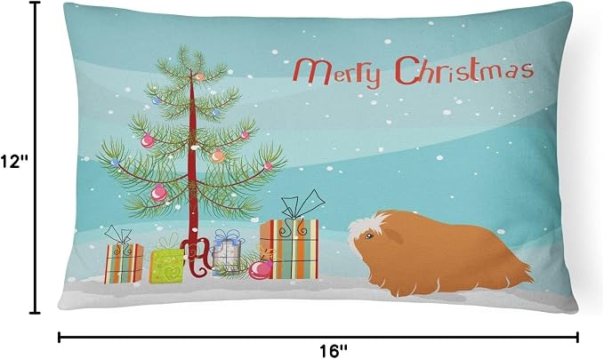 Caroline's Treasures CK4443PW1216 Peruvian Guinea Pig Merry Christmas Canvas Fabric Decorative Pillow Machine Washable, Indoor Outdoor Decorative Pillow for Couch, Bed or Patio, 12HX16W