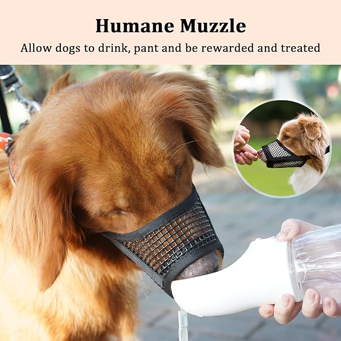 Mayerzon Dog Muzzle, Soft Mesh Muzzles for Small Medium Large Dogs Chihuahua Poodle Husky Labrador Retriever, Breathable Dog Mouth Guard for Biting Chewing Grooming, Allow Panting Drinking(M, Black)