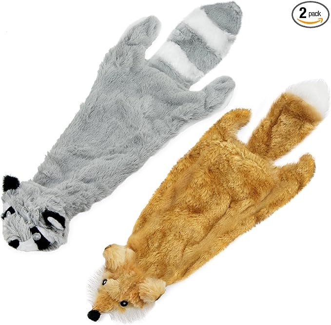 Best Pet Supplies Squeaky Dog Toys with Soft Durable Fabric for Small, Medium and Large Pets Interactive Toy for Indoor Play, Supports Active Biting and Play - Fox, Raccoon, Medium