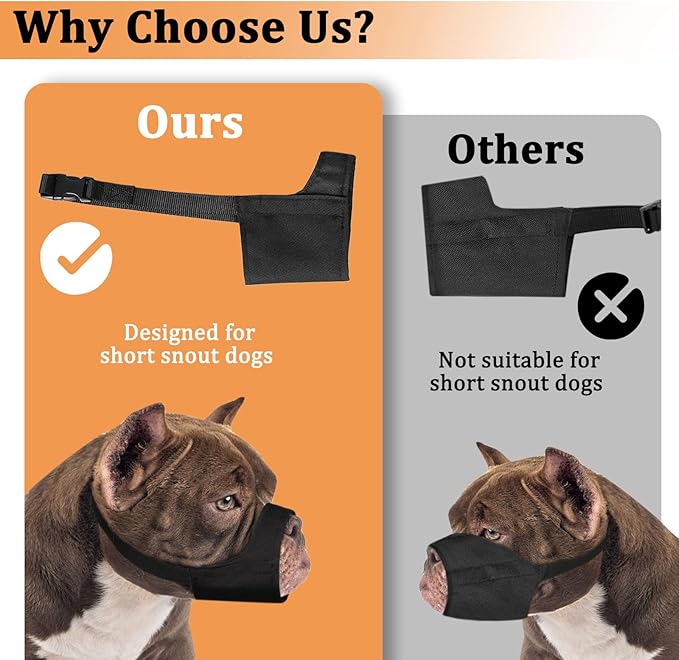 Mayerzon Pitbull Muzzle, Soft Muzzle for American Bully Bulldog Boxers Rottweilers, Anti Fierce Barking Biting Chewing Mouth Guard for Medium Large Short Snout Dogs in Grooming Walking Vet Visits