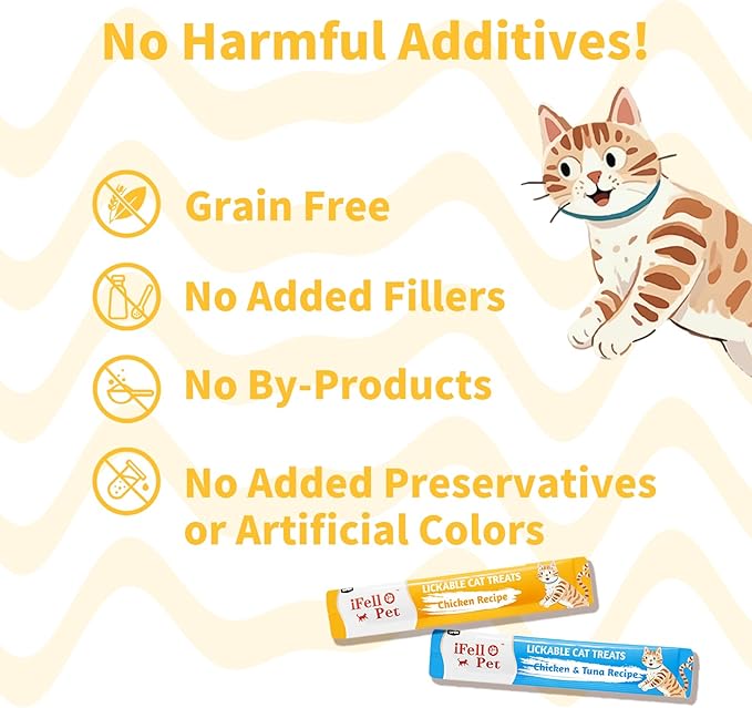 High-Meat Lickable Cat Treats Variety Pack – Real Chicken & Seafood – Smooth Creamy Purée – Grain-Free – (15g Each) (12 Tubes)