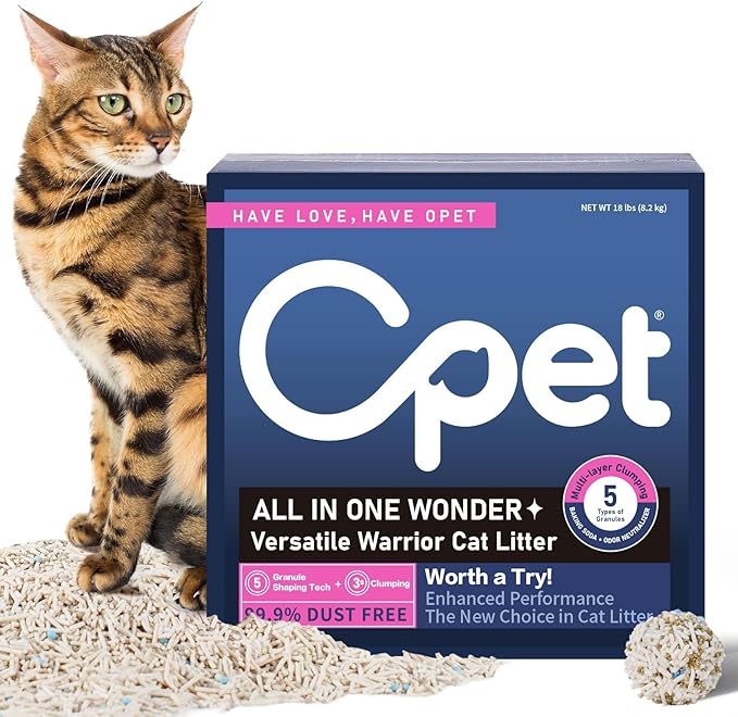 OPET Mixed Tofu Bentonite Multi-Cat Cat Litter, Strong Fast Clumping Kitty Litter, 99.9% Dust Free & Low Tracking, High Absorbent & Odor Control, Natural Pet Litter (18lb, Fresh)