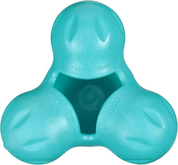 WEST PAW Zogoflex Tux Treat Dispensing Dog Chew Toy – Interactive Chewing Toy for Dogs – Dog Games for Aggressive Chewers, Fetch, Catch – Holds Kibble, Treats, Large 5", Teal