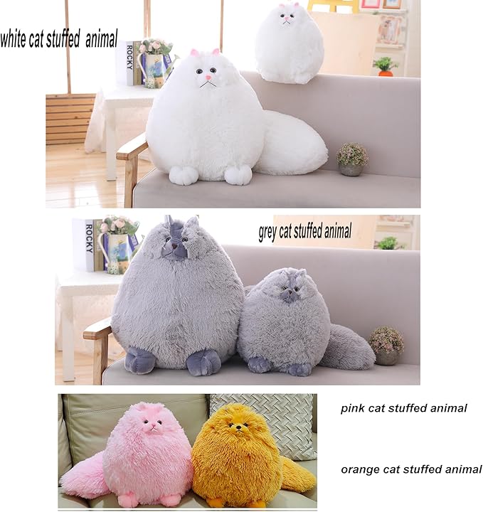 Winsterch Kids Large Cat Stuffed Animal Toys Gift Big Plush Cat Animal Baby Doll, Fat Gray Plush Cat Toy for Boys (Gray, 20 Inches)
