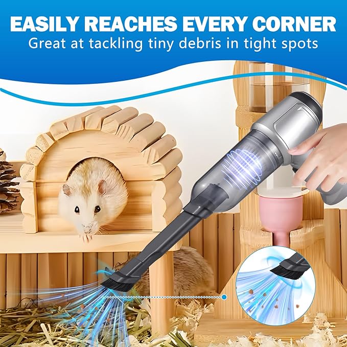Guinea Pig Poop Vacuum: 6000Pa Powerful Suction, Cordless Handheld Spot Cleaning Tool for Guinea Pig, Rabbit, Hamster, Chinchilla & Small Animal Cages
