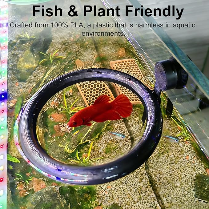 Magnetic Fish Feeding Ring, Aquarium Floating Feeder, Self-Adjusting to Water Level Fish Food Holder for Betta Goldfish Guppy Turtle