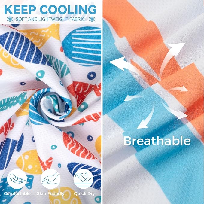 cyeollo 2pack Dog Cooling Shirt, Breathable Sleeveless Summer Clothes for Dogs, Intant Cool T Shirts for Small Dogs, Blue Fish M