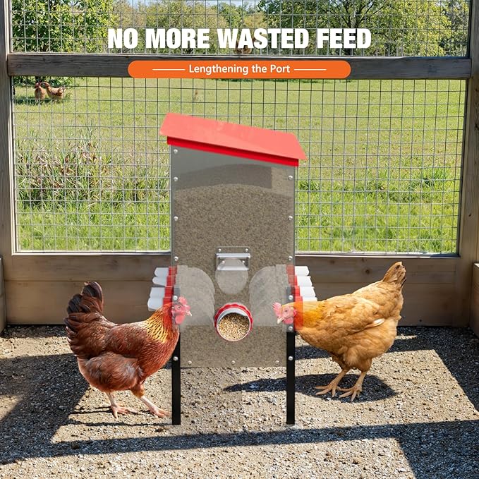 Chicken Feeders,126 lb Capacity 10 Port Automatic Chicken Feeder, Metal Chick Feeder with Locking Lid and Legs, Chicken Feeder for Chickens, Ducks, Geese