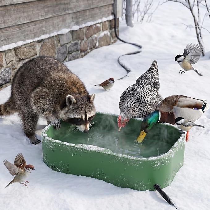 5.5L/1.45Gal Extra Large Heated Water Bowl, Indoor & Outdoor Winter Antifreezing Pet Heated Thermal Water Bowl Dish, Anti Chewy Cord, BPA-Free, Pet Products for Dog Cats Rabbit Chicken Duck Squirrel