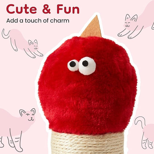Cat Scratching Post 22'', Scratching Post with Extra Wide 12" Heavy Duty Base for Indoor Kitty, Scratching Post with Natural Sisal & Velvet Fabric for Small, Medium Cat, Red