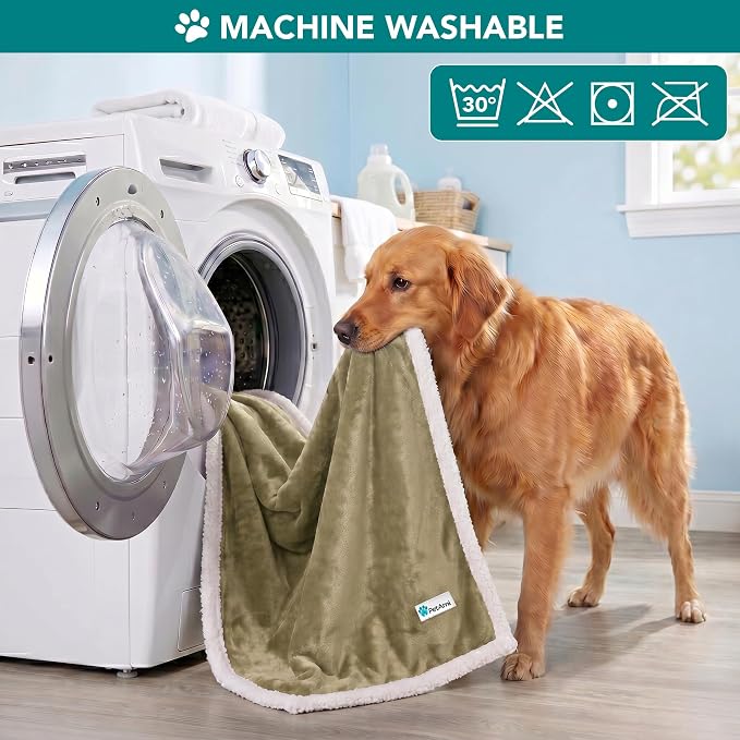 PetAmi Dog Blanket for Small Medium Dogs and Cats, Soft Sherpa Fleece Pet Blanket Throw for Puppies Kittens, Reversible Plush Couch Cover Protector for Sofa Bed Crate, Machine Washable, 60x40, Taupe