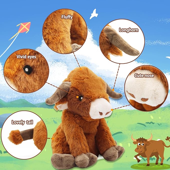YZHDUXIU Highland Cow Dog Toy, Squeaky Dog Toys Stuffed Plush Puppy Toy, Interactive Gifts for Small Large Dogs