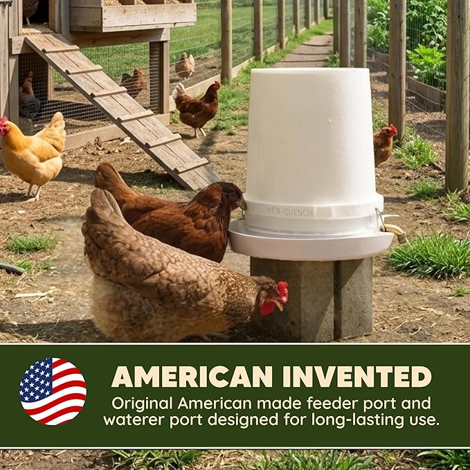 DIY Port PVC Gravity Fed Chicken Feeder 3 Ports and Hole Saw | Use for Buckets, Barrels, Bins, Troughs | Rain Proof, Weather Resistant, No Waste (Feeder and Waterer Bundle)