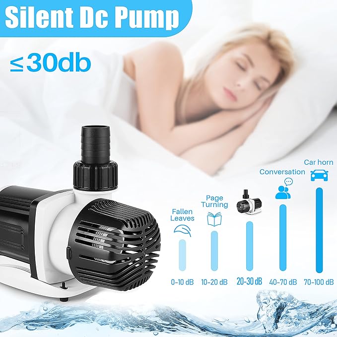 Orlushy DC-4000 Silent Swirl Controllable DC aquarium Pump 25W 1050GPH-marine wavemaker return pump with sine wave Controller for salt/Freshwater coral reef fish tank sump Circulation