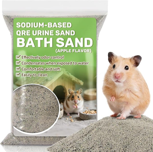 Sukh 14OZ Hamster Desert Sand - Coarse Play Bedding Sand for Hamster Gerbil Chinchilla Guinea Pig Reptile Chicken Bird, Cage Accessories Fish Tank Odor Control Digging Pee Sand, Apple Scent