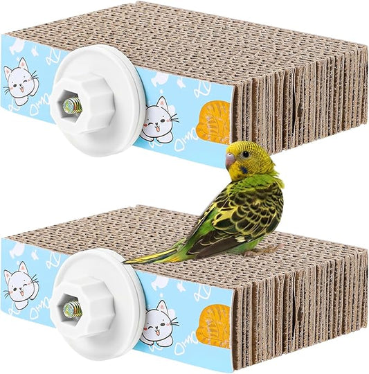 ElevateTech 2 PCS Bird Chew Toy Parrot Cage Perch Cardboard Platform Bird Paw Grinding Stand for Cage Birds Resting Platform Stand Parrot Playground Exercise Toys ParakeetsCage Accessories
