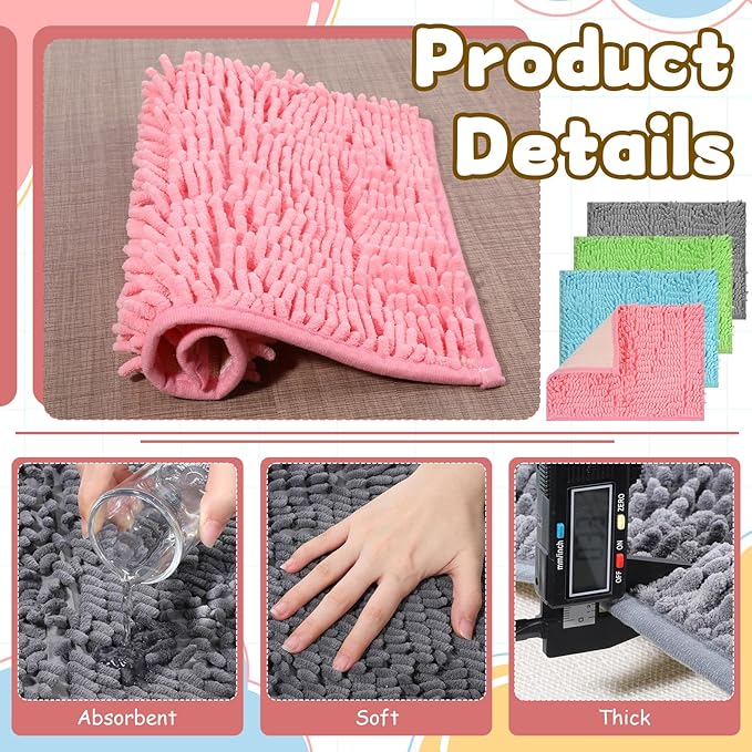 8PCS Guinea Pig Cage Liners, 15 x 11 Inch Washable Chenille Bedding Pee Pads, Reusable Waterproof Anti-Slip Pet Cage Training Sleeping Mat for Small Animals Bunny Rabbit Hamster (4 Colors)