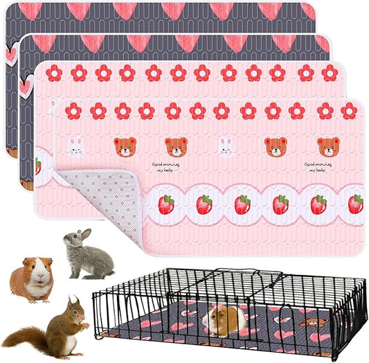 4 Pcs Guinea Pig Cage Liner, Washable Guinea Pig Bedding,Reusable Rabbit Bedding Waterproof Guinea Pig Pee Pads, Absorbent Guinea Pig Bedding for Small Animals Hamster Rabbit Squirrel Cage 47“