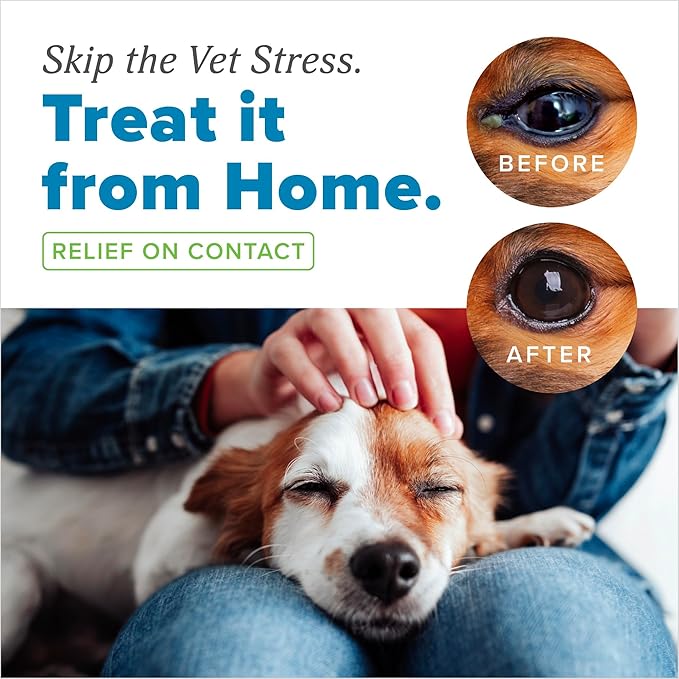 TropiClean HomeVet Dog Eye Drops, Soothing Eye Wash for Allergy and Debris Relief, Safe for Cats, USA Made, 4 oz