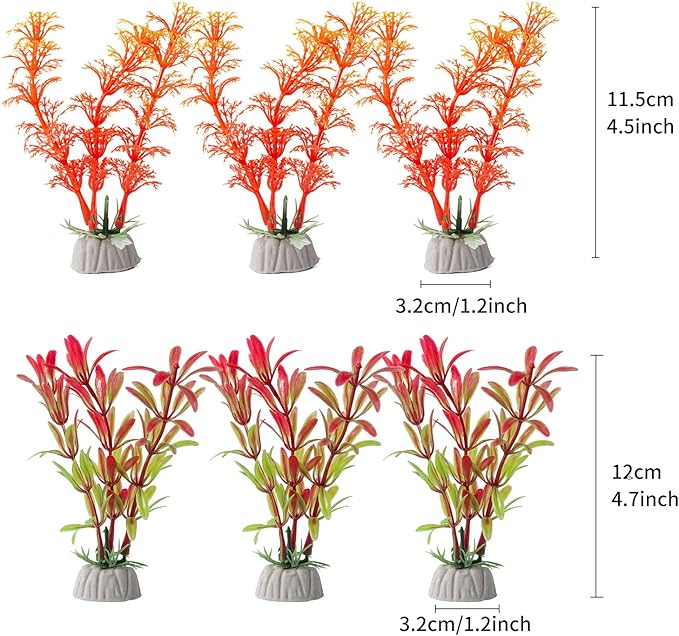 COMSUN 25 Pack Artificial Aquarium Plants, Small Size 4 inch Approximate Height Fish Tank Decorations Home Décor Plastic Red