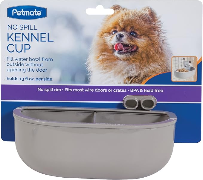 Petmate Double Diner Kennel Bowl, Gray, Small 1 Count (Pack of 6)