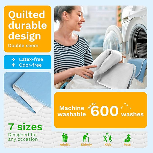 Green Lifestyle Washable Underpads 6 Pack - Large Bed Pads, 34