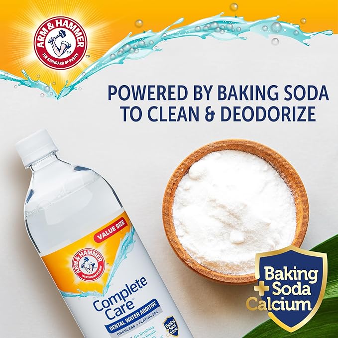 Arm & Hammer Complete Care Dog Dental Water Additive, Odorless Flavorless Daily Oral Care Solution with Baking Soda and Calcium for Plaque, Tartar, and Fresh Breath, 16 Fl Oz